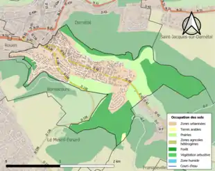 Carte en couleurs présentant l'occupation des sols.