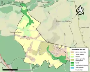 Carte en couleurs présentant l'occupation des sols.