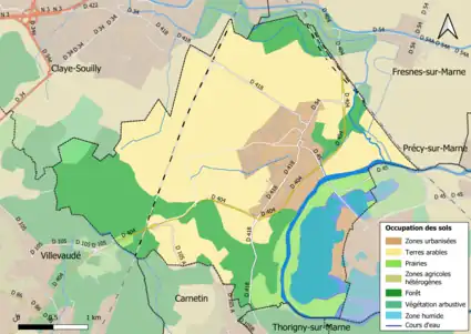 Carte des infrastructures et de l'occupation des sols en 2018 (CLC) de la commune.