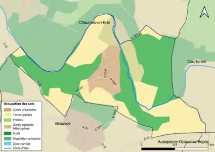 Carte des infrastructures et de l'occupation des sols en 2018 (CLC) de la commune.