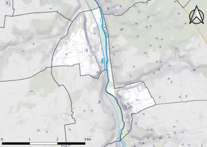 Carte montrant en couleurs le relief d'une commune