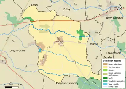 Carte des infrastructures et de l'occupation des sols en 2018 (CLC) de la commune.