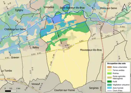 Carte des infrastructures et de l'occupation des sols en 2018 (CLC) de la commune.