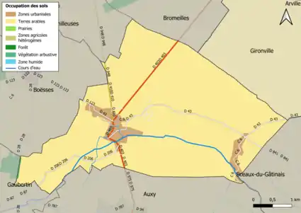 Carte des infrastructures et de l'occupation des sols en 2018 (CLC) de la commune.