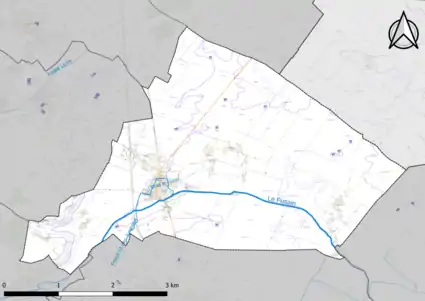 Carte montrant en couleurs le relief d'une commune