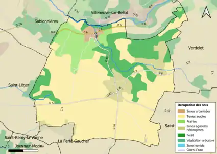 Carte des infrastructures et de l'occupation des sols en 2018 (CLC) de la commune.