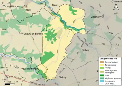 Carte des infrastructures et de l'occupation des sols en 2018 (CLC) de la commune.