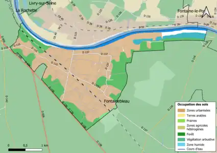 Carte des infrastructures et de l'occupation des sols en 2018 (CLC) de la commune.