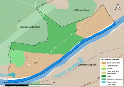 Carte des infrastructures et de l'occupation des sols en 2018 (CLC) de la commune.