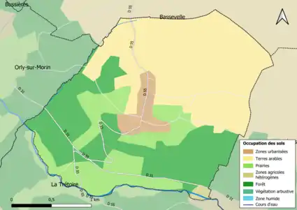 Carte des infrastructures et de l'occupation des sols en 2018 (CLC) de la commune.