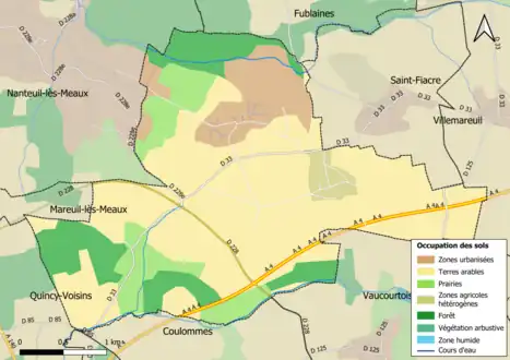 Carte des infrastructures et de l'occupation des sols en 2018 (CLC) de la commune.