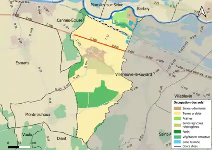 Carte des infrastructures et de l'occupation des sols en 2018 (CLC) de la commune.