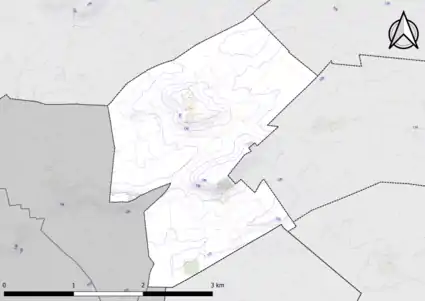 Carte montrant en couleurs le relief d'une commune