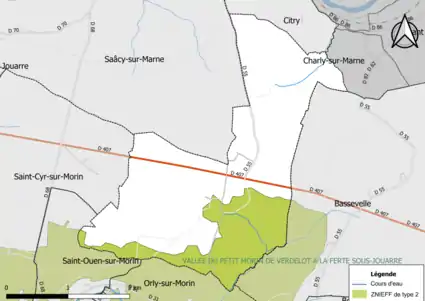 Carte des ZNIEFF de type 2 de la commune.