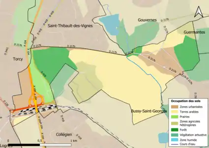 Carte des infrastructures et de l'occupation des sols en 2018 (CLC) de la commune.