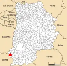 Localisation dans le département de Seine-et-Marne.