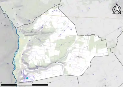 Carte montrant en couleurs le relief d'une commune