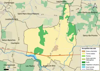 Carte des infrastructures et de l'occupation des sols en 2018 (CLC) de la commune.