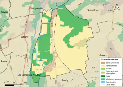 Carte des infrastructures et de l'occupation des sols en 2018 (CLC) de la commune.