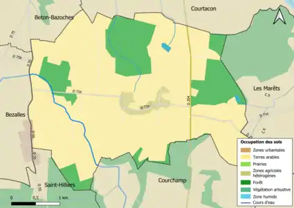 Carte des infrastructures et de l'occupation des sols en 2018 (CLC) de la commune.