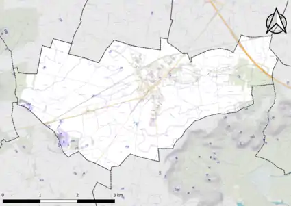 Carte montrant en couleurs le relief d'une commune