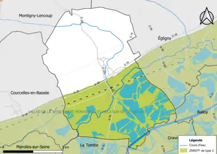 Carte des ZNIEFF de type 2 de la commune.