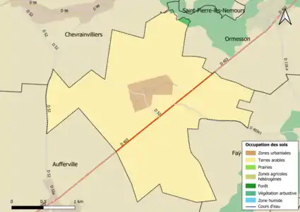 Carte des infrastructures et de l'occupation des sols en 2018 (CLC) de la commune.