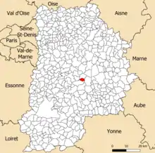 Localisation dans le département de Seine-et-Marne.