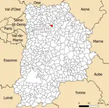 Localisation dans le département de Seine-et-Marne.