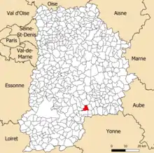 Localisation dans le département de Seine-et-Marne.