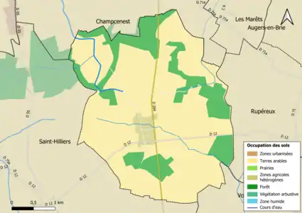 Carte des infrastructures et de l'occupation des sols en 2018 (CLC) de la commune.