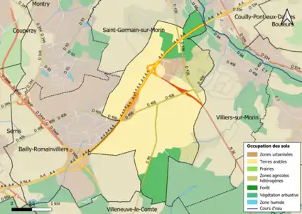 Carte des infrastructures et de l'occupation des sols en 2018 (CLC) de la commune.