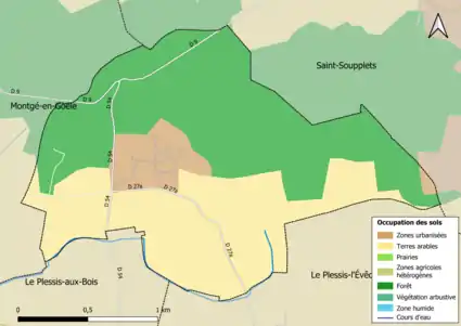 Carte des infrastructures et de l'occupation des sols en 2018 (CLC) de la commune.