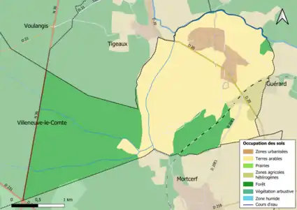 Carte des infrastructures et de l'occupation des sols en 2018 (CLC) de la commune.