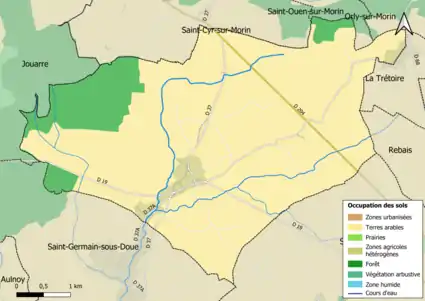 Carte des infrastructures et de l'occupation des sols en 2018 (CLC) de la commune.