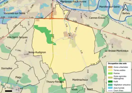 Carte des infrastructures et de l'occupation des sols en 2018 (CLC) de la commune.