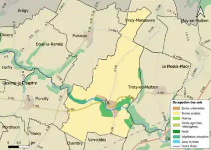 Carte des infrastructures et de l'occupation des sols en 2018 (CLC) de la commune.