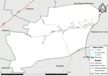 Carte en couleur présentant le réseau routier de la commune