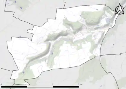 Carte montrant en couleurs le relief d'une commune