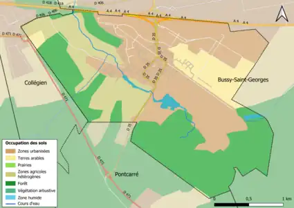 Carte des infrastructures et de l'occupation des sols en 2018 (CLC) de la commune.