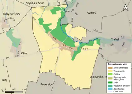 Carte des infrastructures et de l'occupation des sols en 2018 (CLC) de la commune.