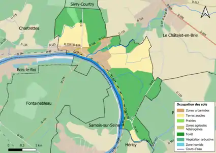 Carte des infrastructures et de l'occupation des sols en 2018 (CLC) de la commune.