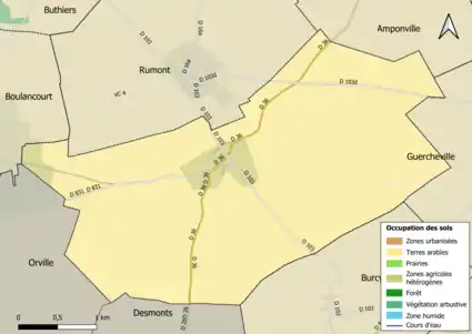 Carte des infrastructures et de l'occupation des sols en 2018 (CLC) de la commune.