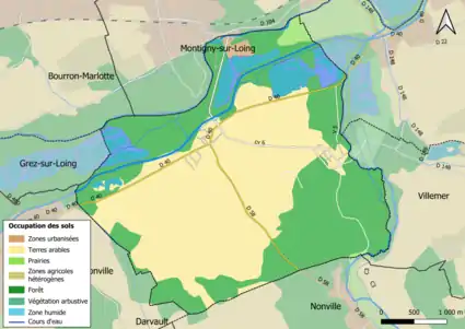 Carte des infrastructures et de l'occupation des sols en 2018 (CLC) de la commune.