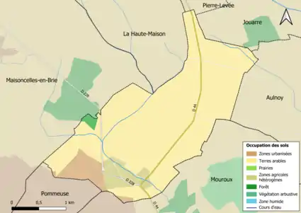 Carte des infrastructures et de l'occupation des sols en 2018 (CLC) de la commune.