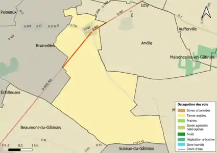 Carte des infrastructures et de l'occupation des sols en 2018 (CLC) de la commune.