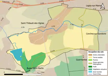 Carte des infrastructures et de l'occupation des sols en 2018 (CLC) de la commune.