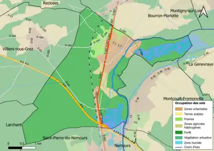 Carte des infrastructures et de l'occupation des sols en 2018 (CLC) de la commune.