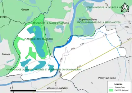 Carte des ZNIEFF de type 1 de la commune.