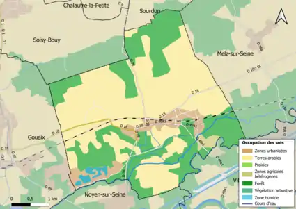 Carte des infrastructures et de l'occupation des sols en 2018 (CLC) de la commune.